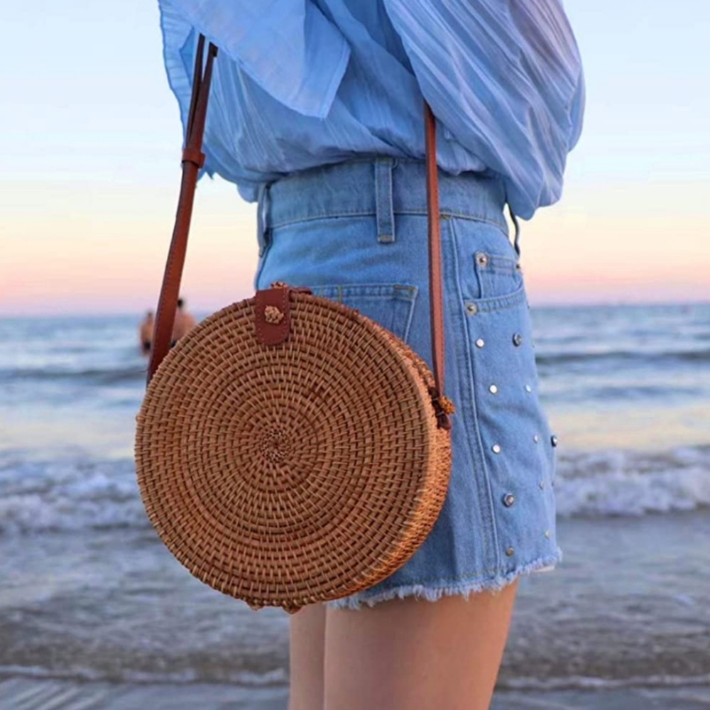 Handwoven Round Rattan Bag - Picture 4 of 4
